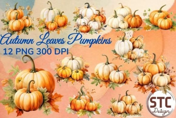 Autumn Leaves Pumpkins Sublimation: A Seasonal Design Asset