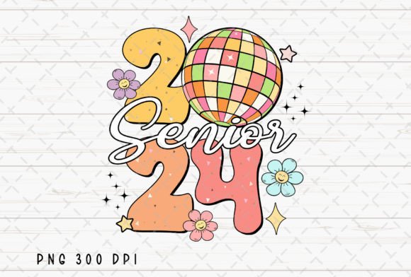 Celebrate the Class of 2024: The Retro Senior Graduation Flower PNG