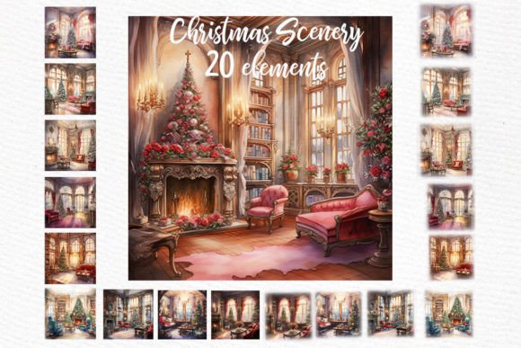 Christmas Background,Christmas Scenery: Watercolor Magic for Your Designs