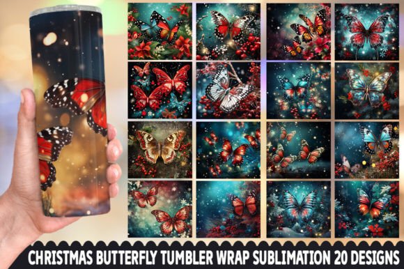 Christmas Butterfly Tumbler Bundle: Festive Digital Assets