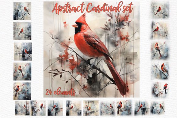 Christmas Red Cardinal Clipart Abstract for Vibrant Designs
