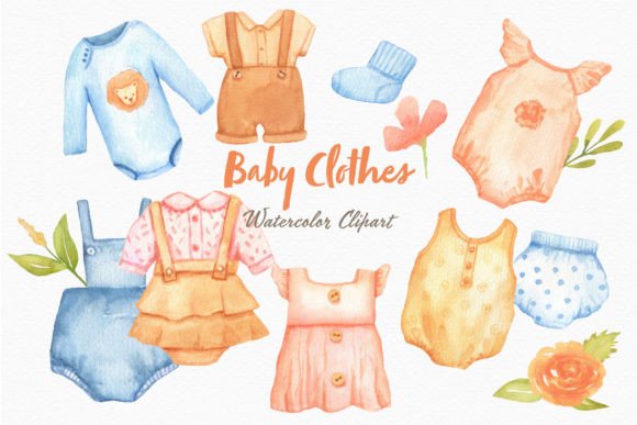 Enchanting Baby Clothes Watercolor Clipart Dress