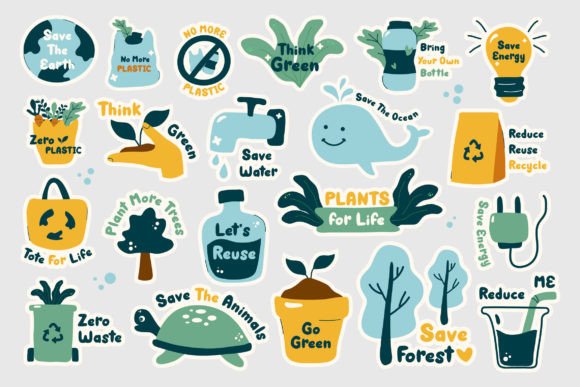 Go Green Illustration Set: Elevate Your Eco-Friendly Designs