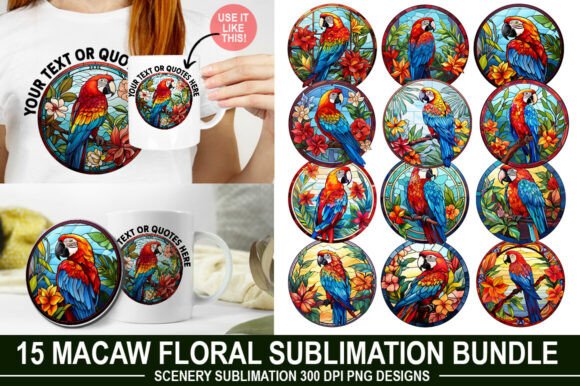 Macaw Floral Sublimation Bundle: Your Go-To Tropical Design Asset