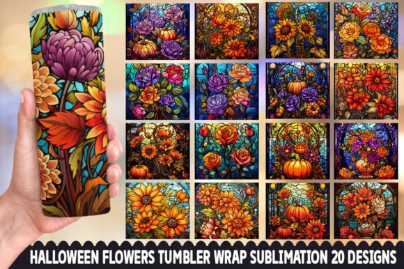 Stained Glass Halloween Flowers: A Tumbler Design Guide