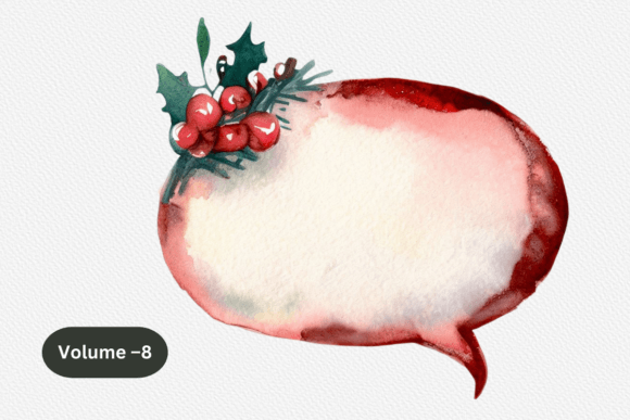 Watercolor Christmas Speech Bubble Vol-8: Festive Design Elements