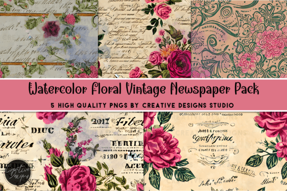 Watercolor Floral Vintage Newspaper Pack: A Design Asset Deep Dive