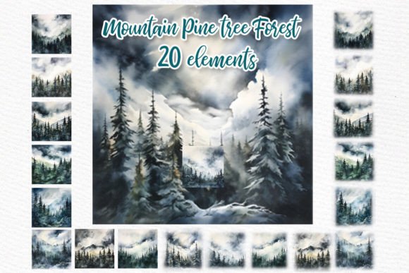 Watercolor Pine Tree Forest Clipart: Your Winter Design Toolkit