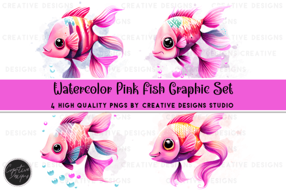 Watercolor Pink Fish Graphic Set: A Guide to Its Creative Uses