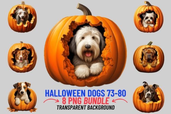 Whimsical Halloween Pumpkin Dogs Sublimation 73-80